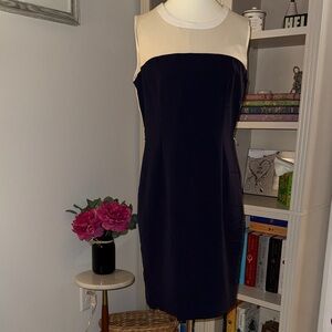 Elegant Navy and Cream Calvin Klein Dress